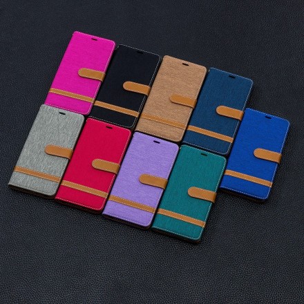 Housse Samsung Galaxy S10 Plus Tissu et Effet Cuir à Lanière
