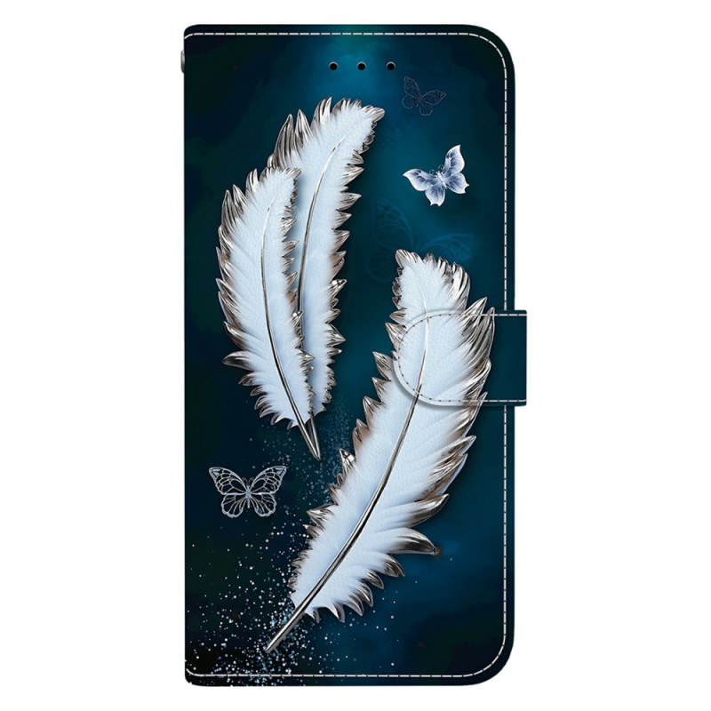Housse Motorola Edge 60 / 60 Fusion Plumes Blanches