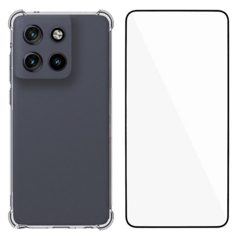 Coque Motorola Edge 60 Stylus Transparente Renforcée avec Protecteur Écran en Verre Trempé