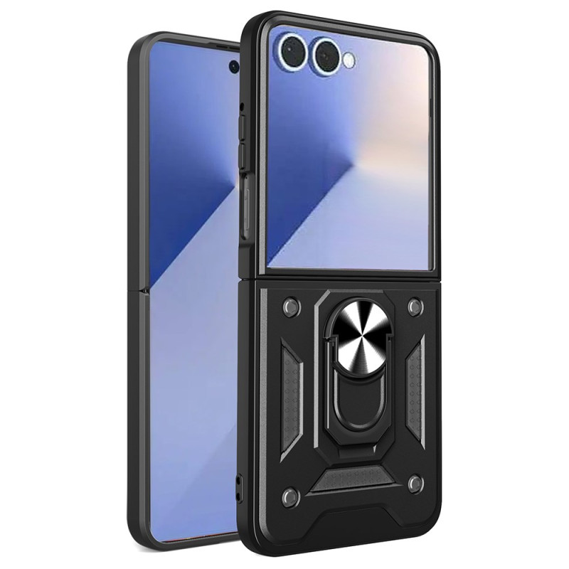 Coque Samsung Galaxy Z Flip 7 Anneau-Support et Couvercle Coulissant pour Caméra