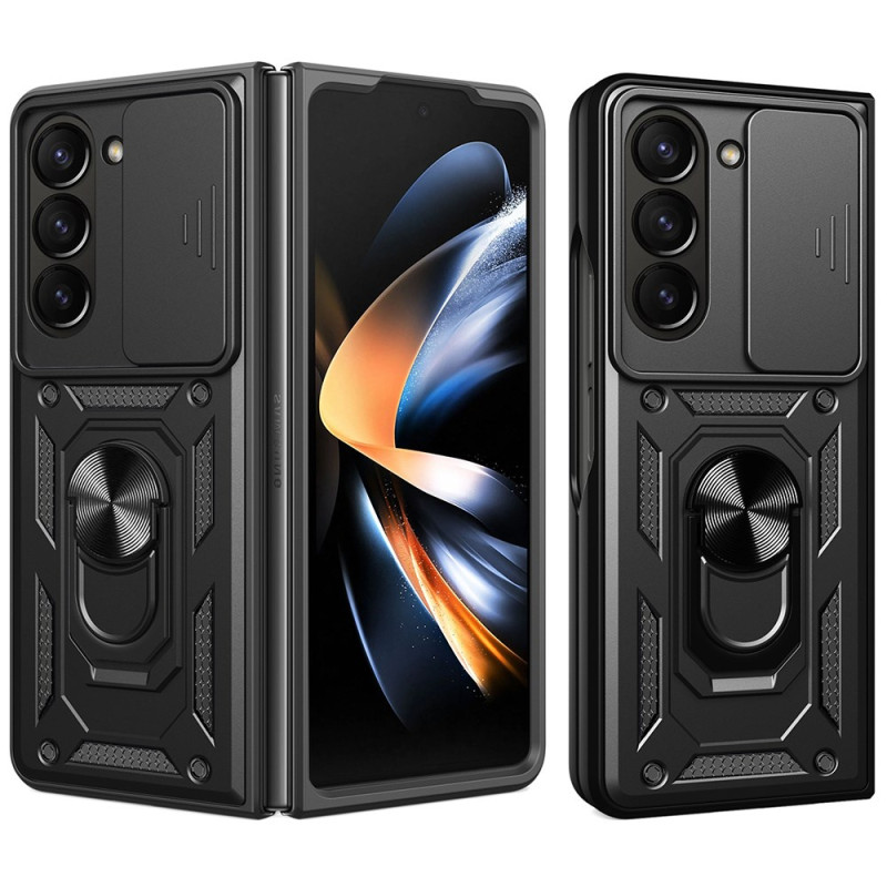 Coque Samsung Galaxy Z Fold 7 Anneau-Support et Couvercle Coulissant pour Caméra