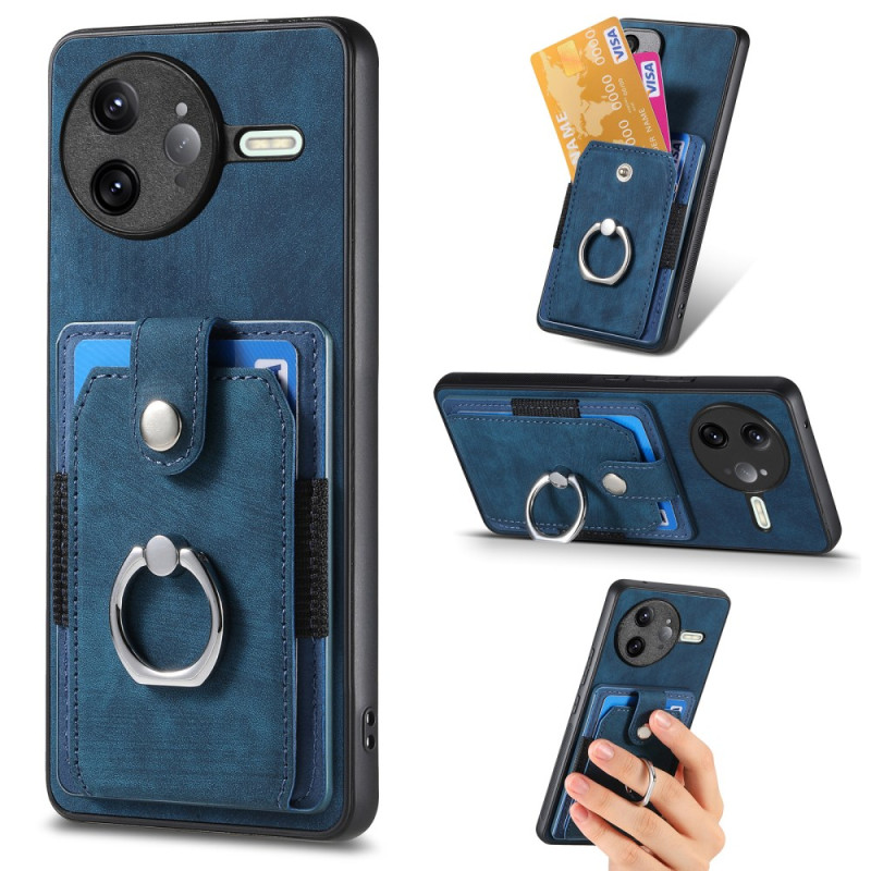 Coque Poco F7 Ultra 5G Effet Daim avec Porte-Cartes et Anneau-Support
