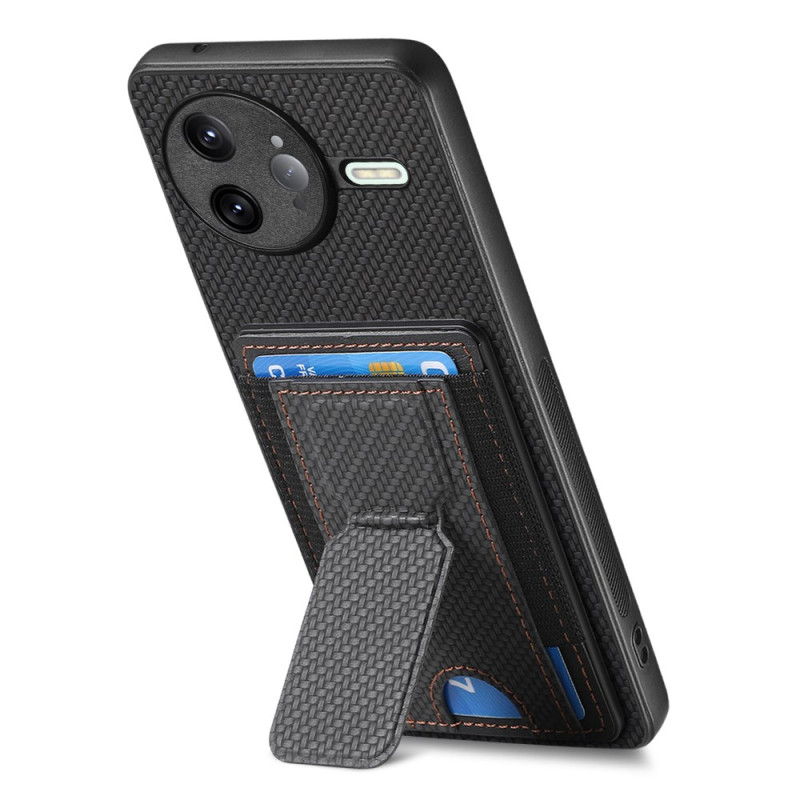 Coque Poco F7 Ultra 5G Fibre Carbone Porte-Cartes et Support Amovible