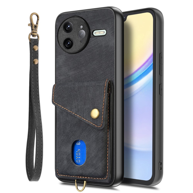 Coque Poco F7 Ultra 5G Effet Rétro avec Porte-Cartes et Support