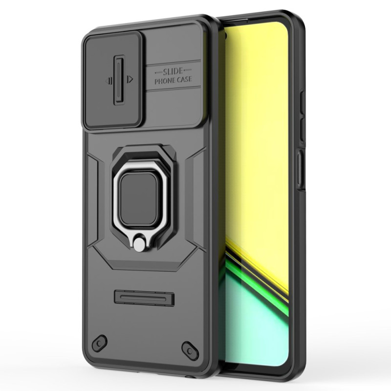 Coque Realme C67 Anneau-Support et Couvercle Coulissant pour Objectif