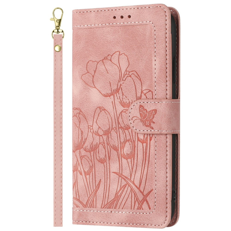 Housse Xiaomi Redmi Note 14 Pro 4G Motif Florale à Lanière