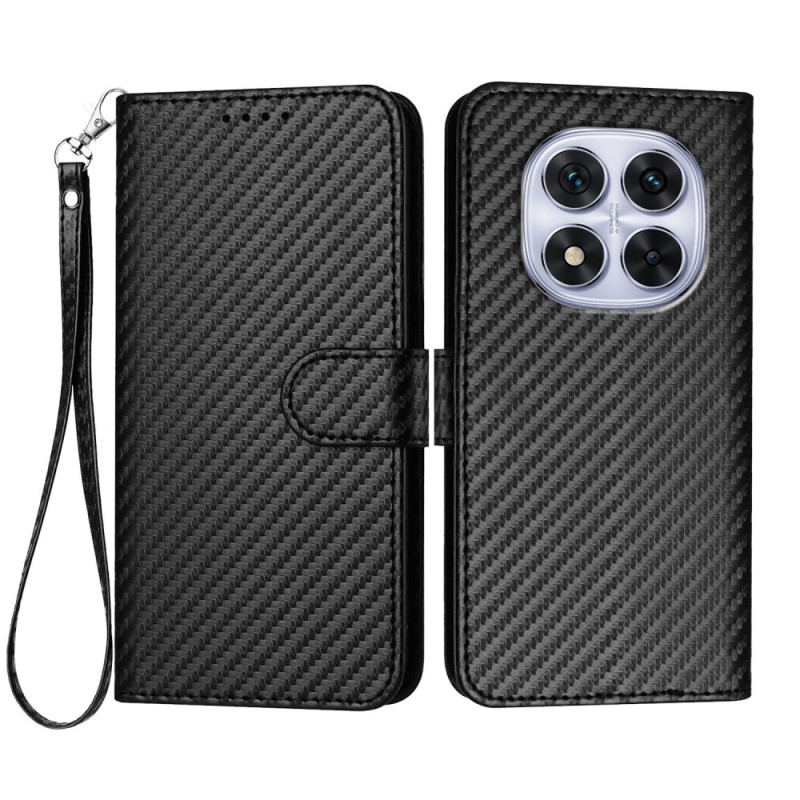 Housse Xiaomi Redmi Note 14 Pro 4G Texture Fibre Carbone à Lanière