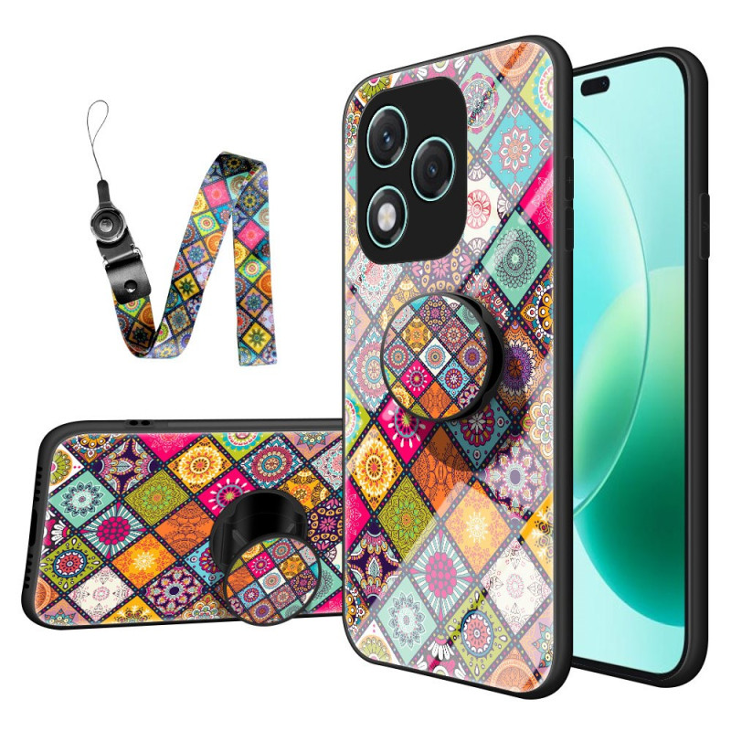 Coque Honor 400 Lite Lanière et Support Design Patchwork