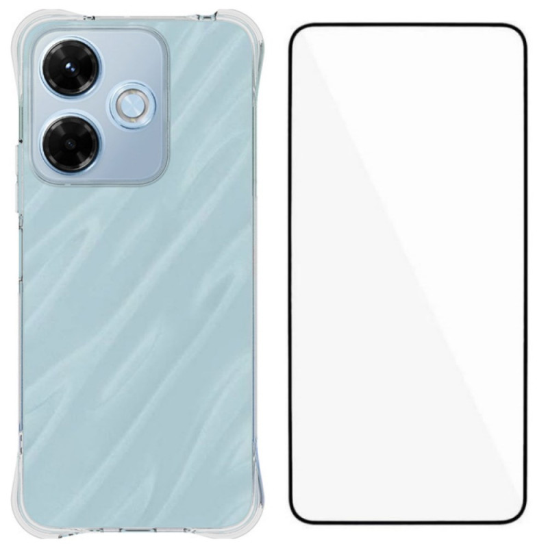 Coque Xiaomi Redmi 13X Transparente Renforcée avec Protecteur Écran en Verre Trempé