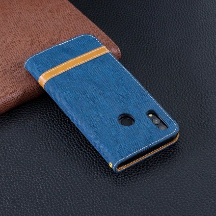 Housse Honor 10 Lite / Huawei P Smart 2019 Tissu et Effet Cuir à Lanière