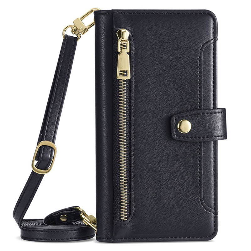 Housse Samsung Galaxy Xcover 7 Portefeuille 6 Porte-Cartes avec Lanière et Bandoulière