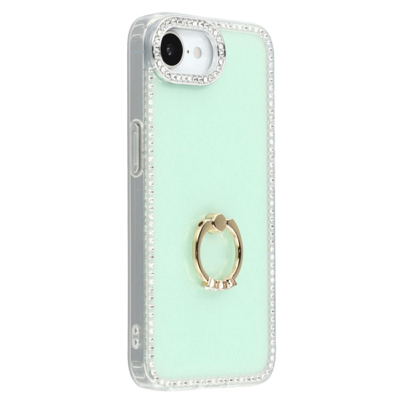 Coque iPhone 17E / 16E Anneau-Support et Bordure Strass