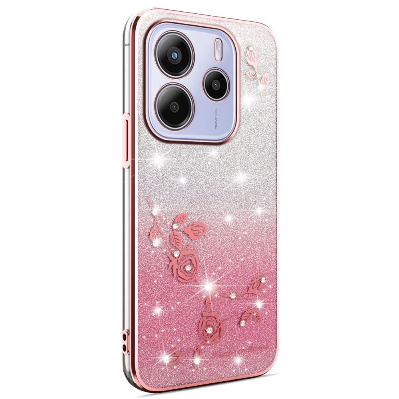Coque pour Xiaomi Redmi Note 14 4G Dégradé Fleurs Paillettes