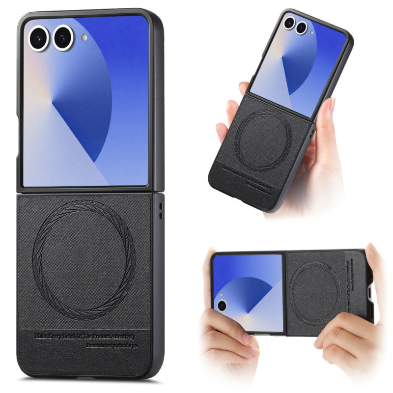 Coque Samsung Galaxy Z Flip 7 Compatible MagSafe Cuir Texture Jeans