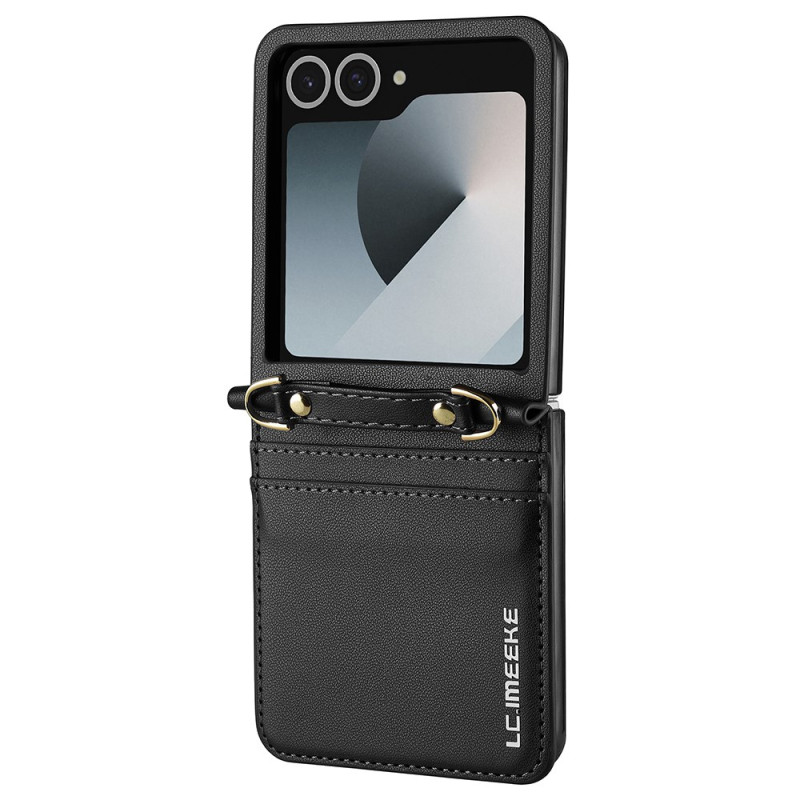 Étui Samsung Galaxy Z Flip 7 5G Style Cuir Porte-Cartes et Bandoulière