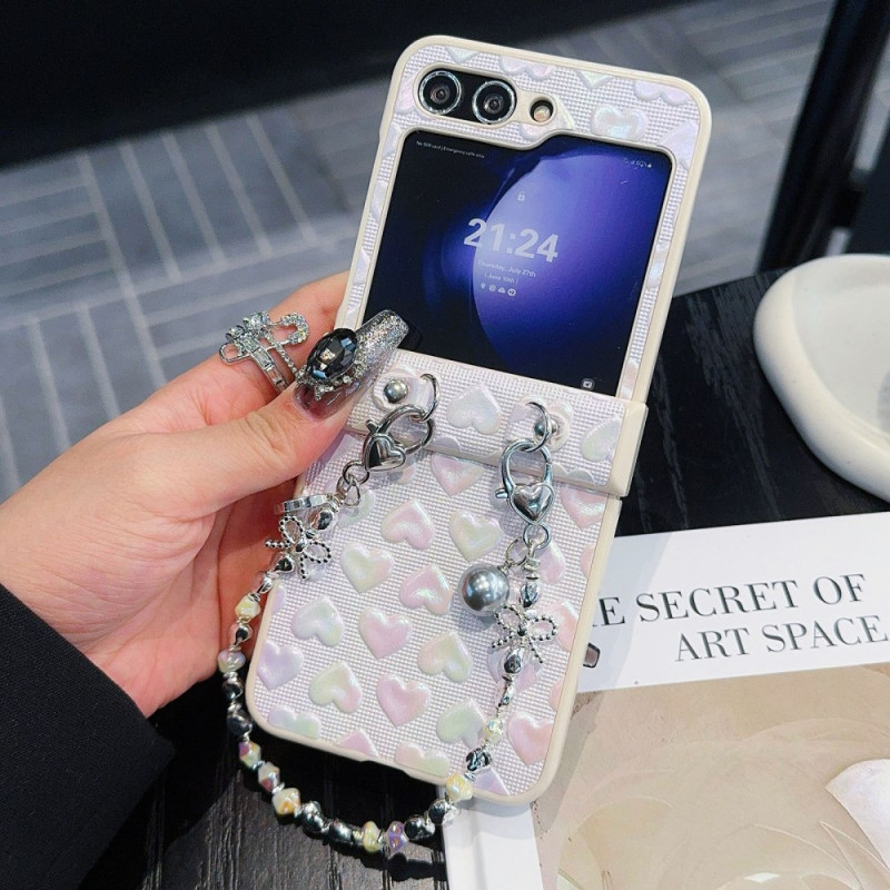 Coque Samsung Galaxy Z Flip 7 FE / Z Flip 6 Coeur 3D et Dragonne