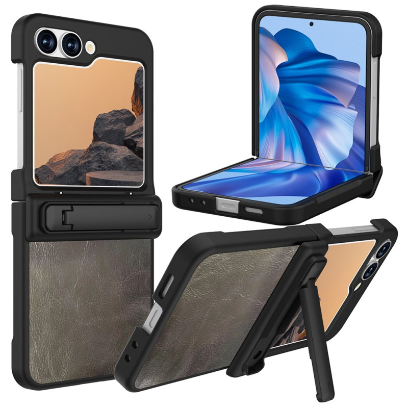 Coque Samsung Galaxy Z Flip 7 FE / Z Flip 6 Effet Cuir avec Support