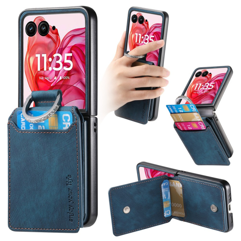 Coque Motorola Razr 70 Ultra / 60 Ultra Effet Daim Porte-Cartes et Support