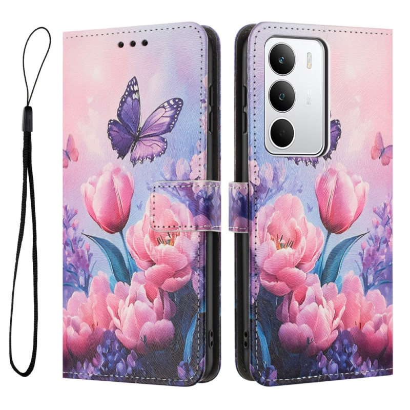 Housse Realme C71 Fleurs Roses et Papillon