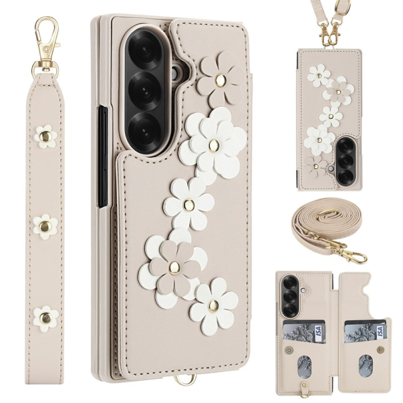 Coque Samsung Galaxy Z Fold 7 5G Florale 3D Porte-Cartes et Support