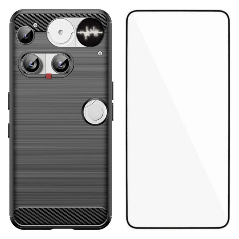 Coque Nothing Phone (3) Fibre Carbone Brossée avec Protecteur Écran