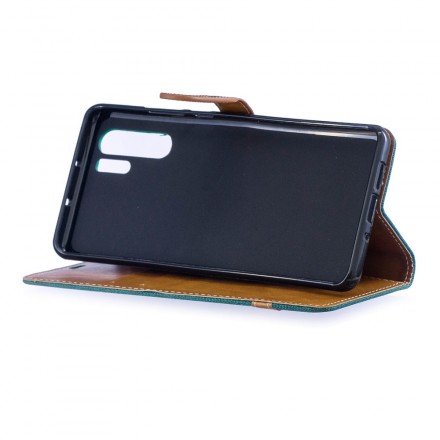 Housse Huawei P30 Pro Tissu et Effet Cuir à Lanière