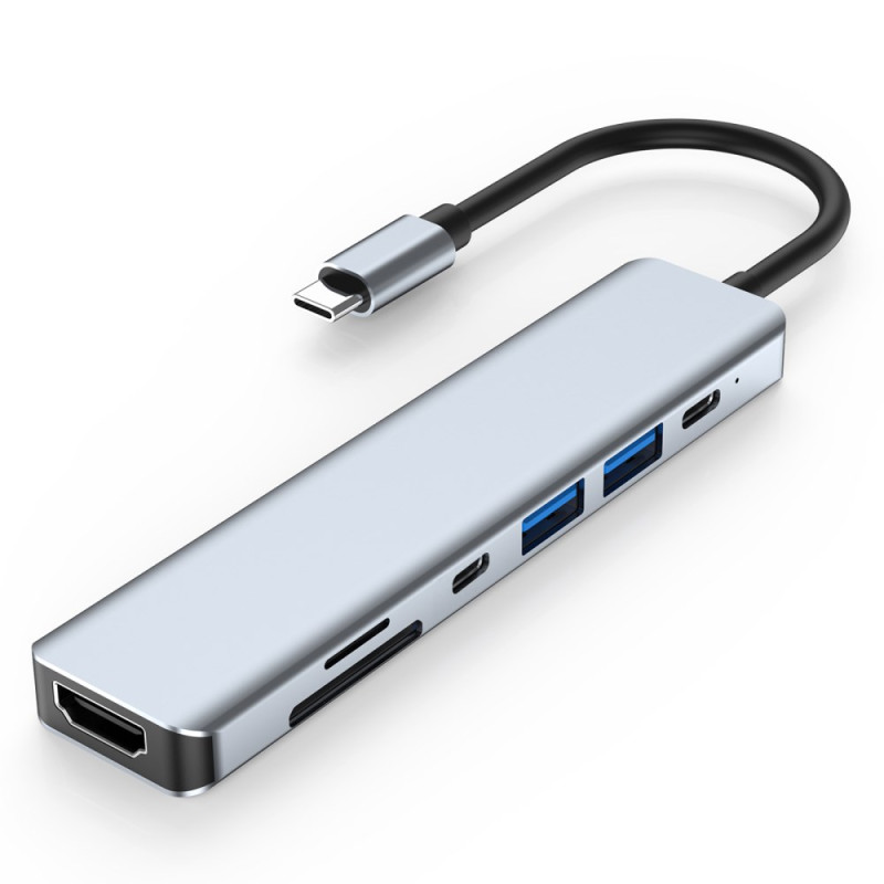 Station d'accueil USB-C 7-en-1 : Hub multiport portable