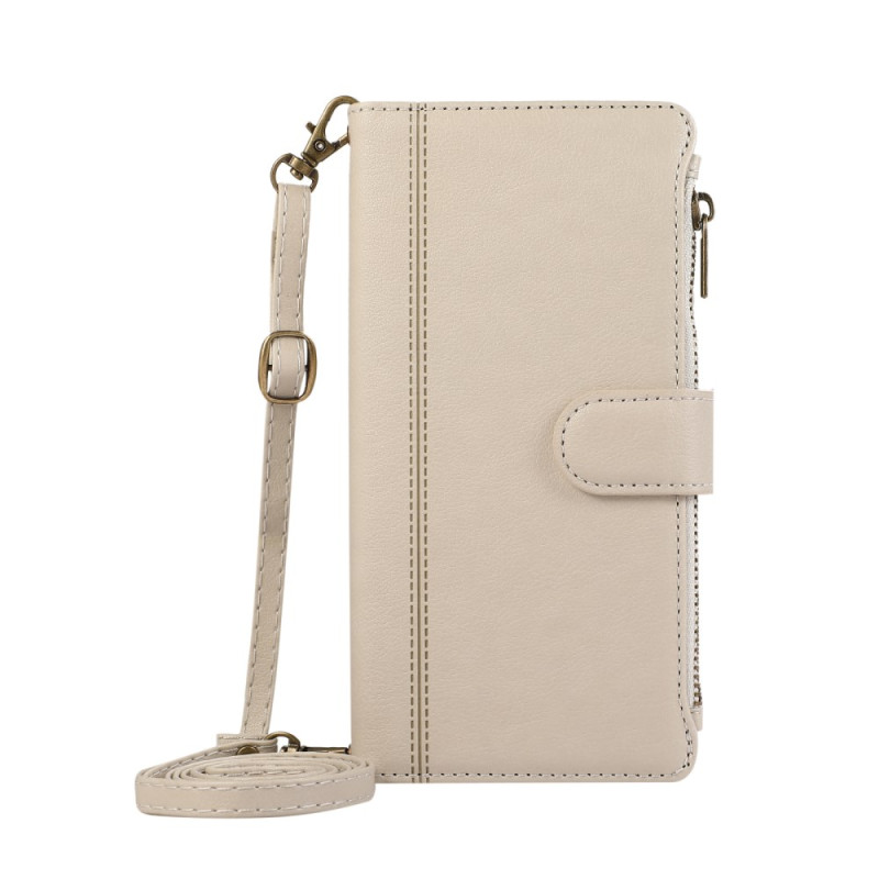 Housse Xiaomi 14T Portefeuille Zippé avec Lanière et Bandoulière