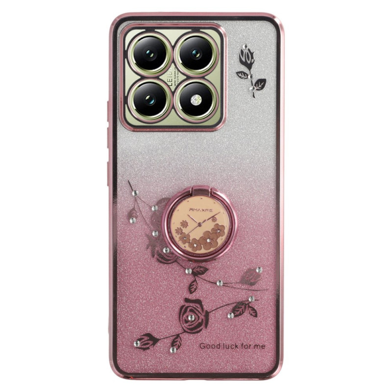 Coque Xiaomi 14T Anneau-Support Fleurs et Strass KADEM