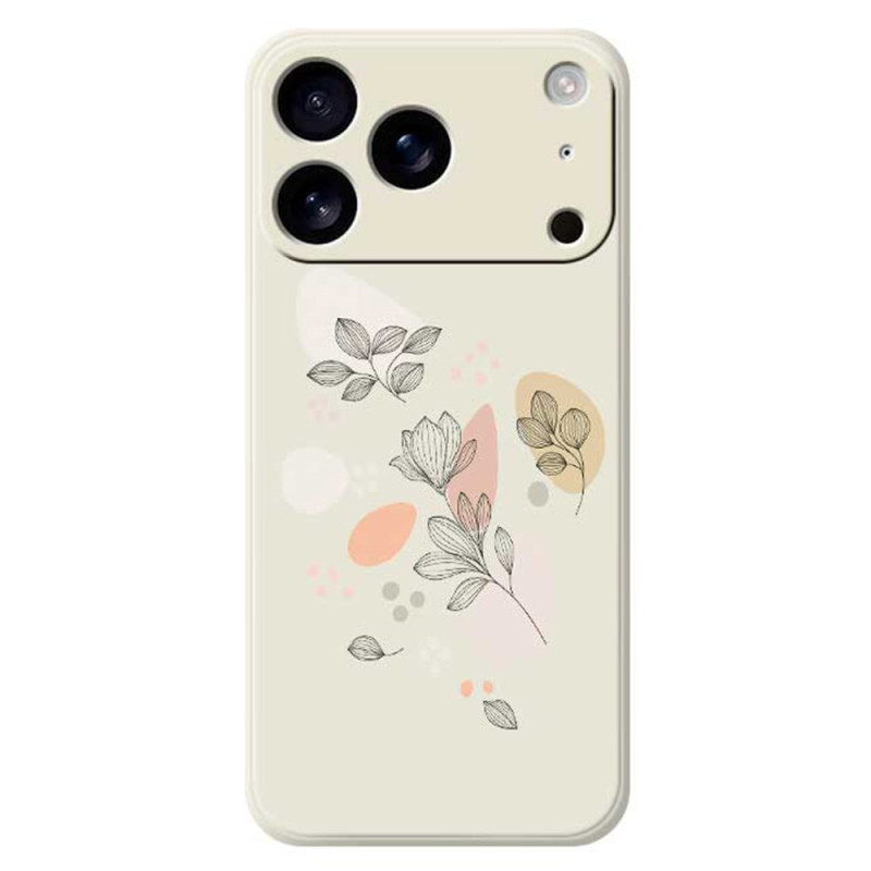 Coque iPhone 18 Pro / 17 Pro Silicone Liquide Feuilles Esquissées