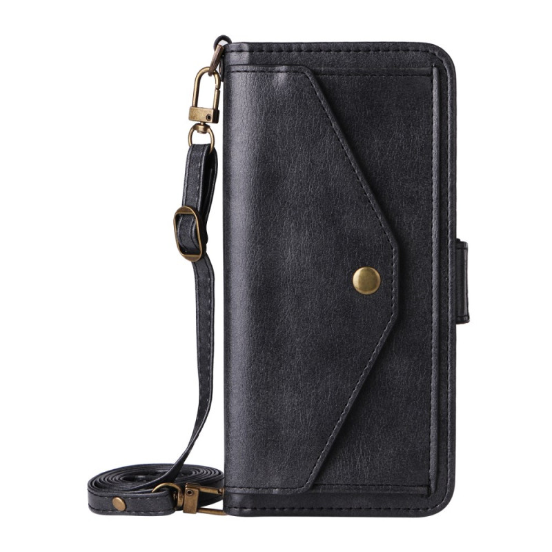 Housse iPhone 18 Pro / 17 Pro Portefeuille Rétro avec Bandoulière
