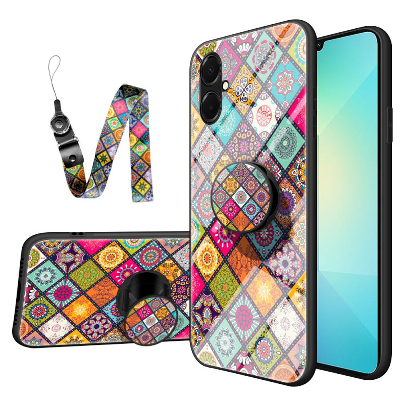 Coque Samsung Galaxy A07 Anneau-Support et Lanière Patchwork