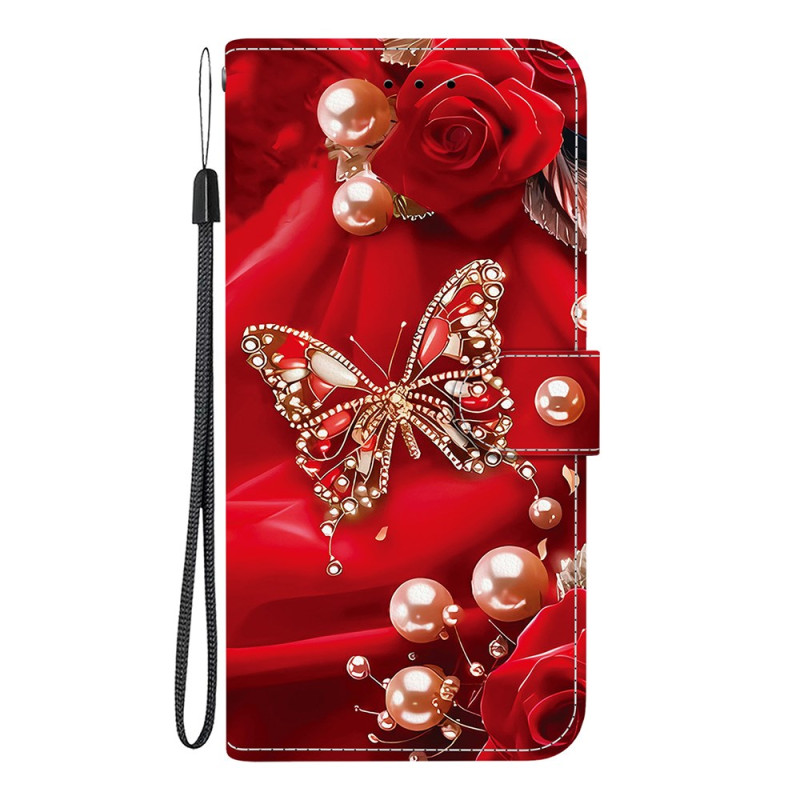 Housse Samsung Galaxy A17 5G Papillon Or et Perles