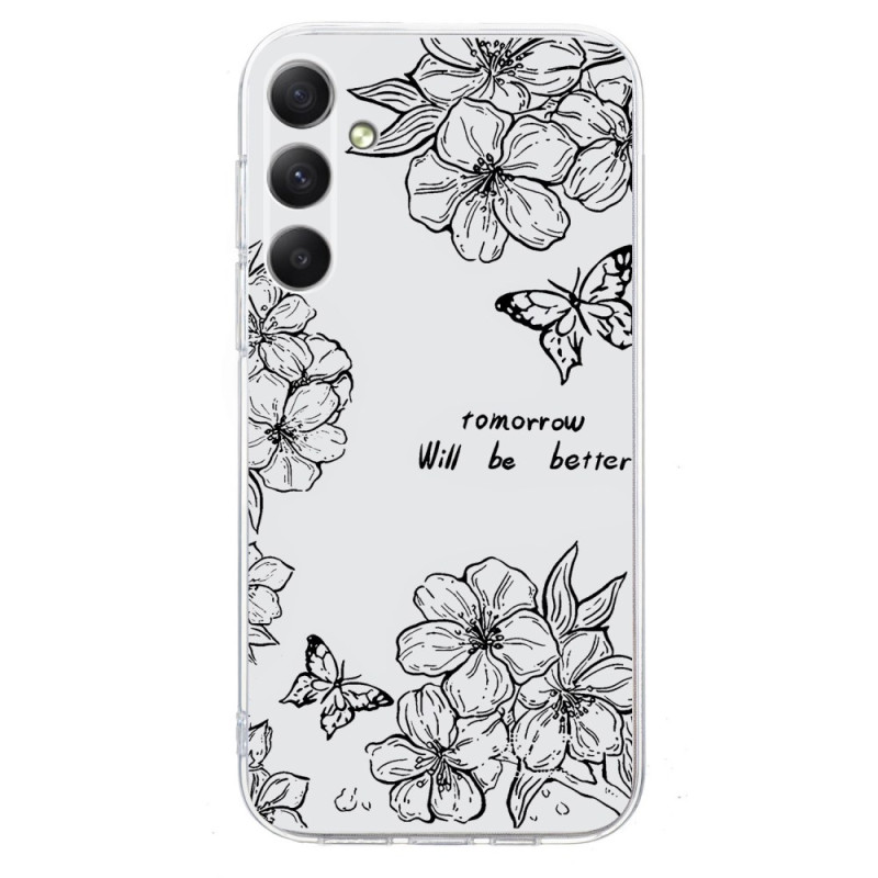 Coque Samsung Galaxy A18 4G / A17 4G / 5G Papillons et Fleurs Blanches