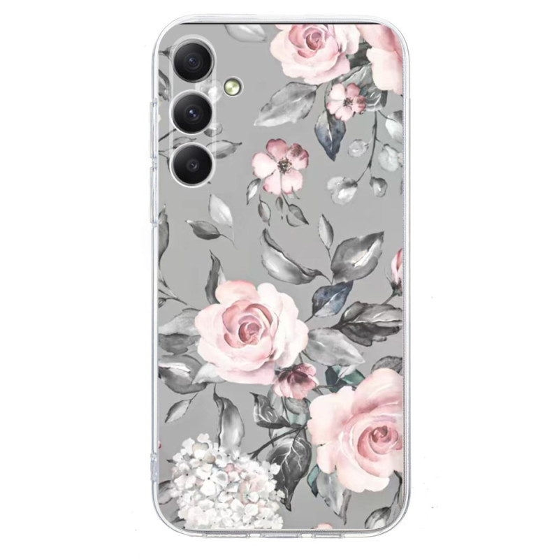Coque Samsung Galaxy A18 4G / A17 4G / 5G Motif Floral Gris