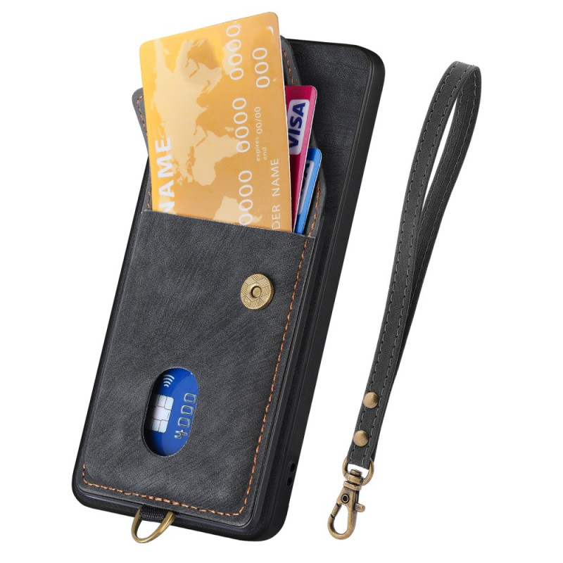 Coque Samsung Galaxy A17 5G Effet Daim avec Porte-Cartes et Lanière