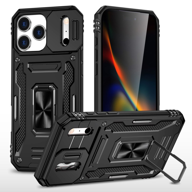 Coque iPhone 17 Pro Max Support et Protection d'Objectif Effet Métal