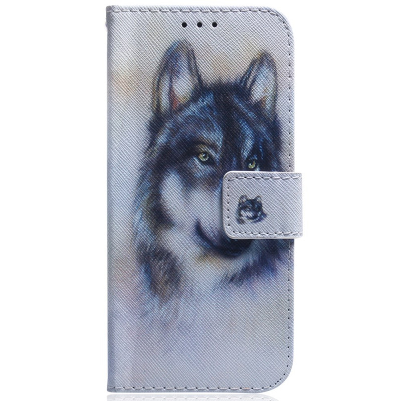 Housse Moto G56 5G Loup Aquarelle