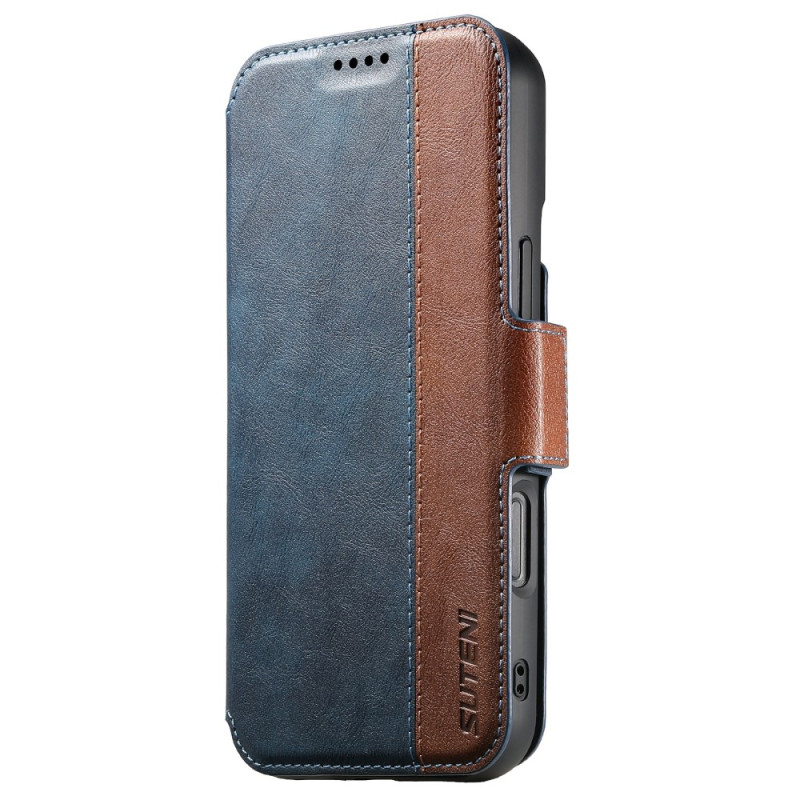 Housse iPhone 17 Magnétique Cuir Texturé Bicolore