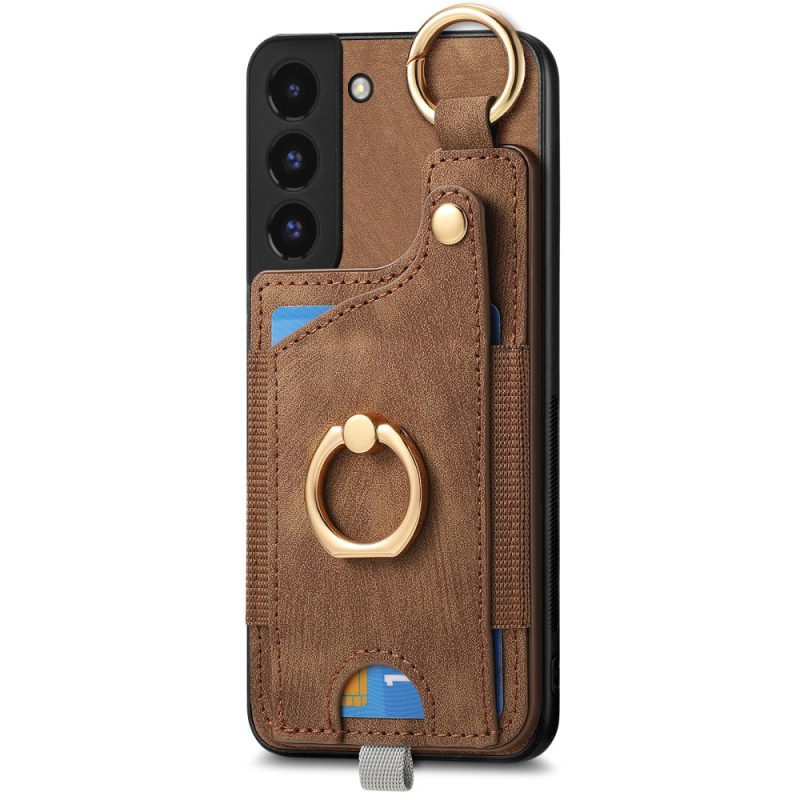 Coque Samsung Galaxy S22 5G Porte-Cartes et Anneau Effet Daim