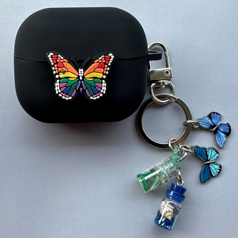 Coque Samsung Galaxy Buds3 Pro / Buds3 Papillon Coloré avc Pendentif