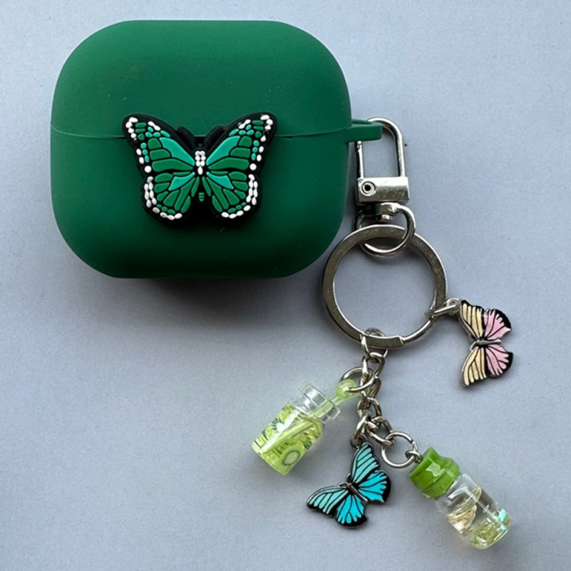 Coque Samsung Galaxy Buds3 Pro / Buds3 Papillon Vert avec Pendentif