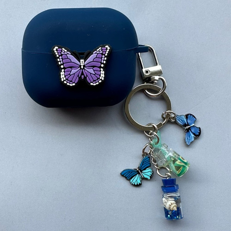 Coque Sammsung Galaxy Buds3 Pro / Buds3 Papillon Violet avec Pendentif