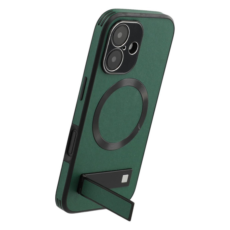 Coque iPhone 16 MagSafe Style Cuir avec Support