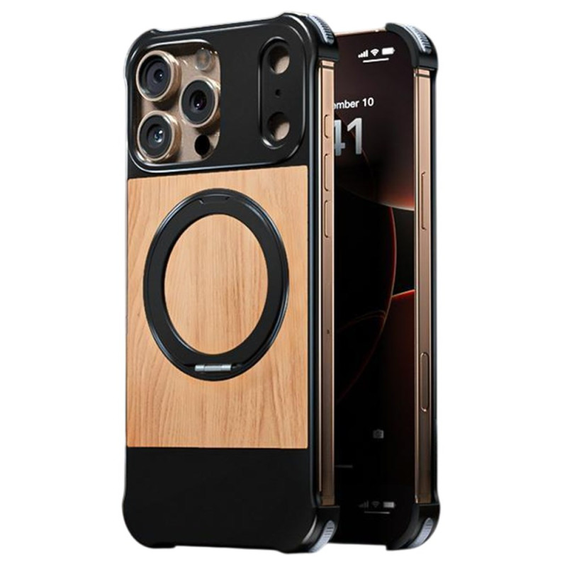 Coque iPhone 16 Pro Max Magnétique Incrustation Bois