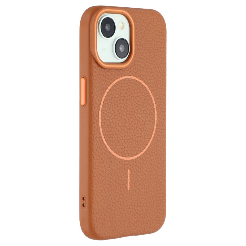Coque iPhone 15 MagSafe Effet Cuir Litchi