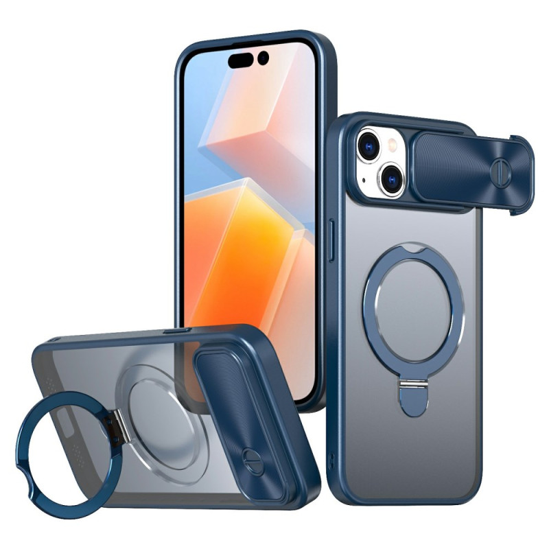 Coque iPhone 15 MagSafe avec Protection Coulissante pour Objectif et Support