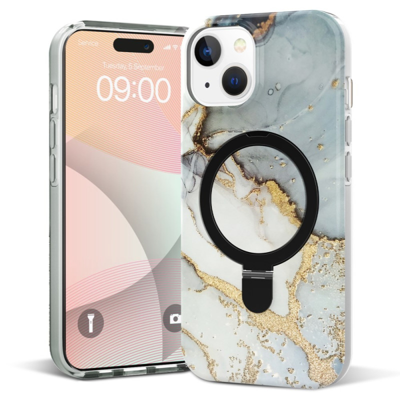 Coque iPhone 15 Magafe Anneau-Support Marbre