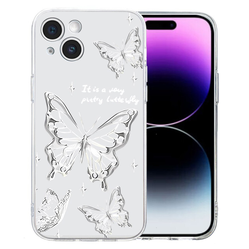 Coque Phone 15 Papillon Argent