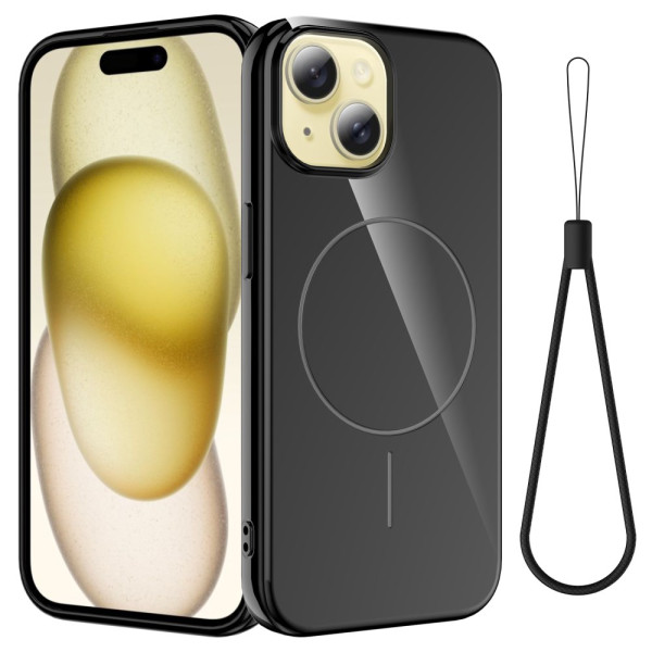 Coque iPhone 15 Plus MagSafe Silicone avec Lanière